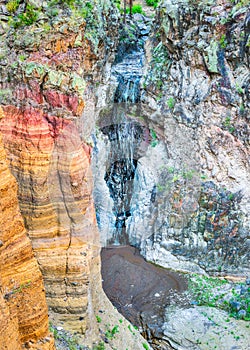 Colorful Upper Falls in Bandelier National Park