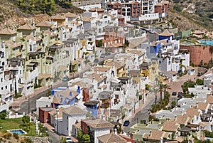 Colorful urbanization in La Herradura, AlmuÃ±ecar, seen from Cerro Gordo, Granada province. Spain