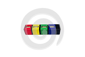 Colorful USB port hub device isolated on white background