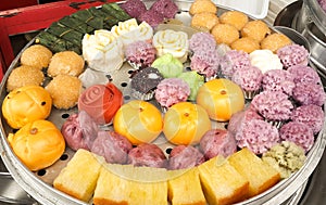 The colorful variety of chinese-style pastries