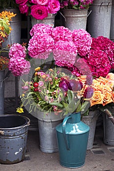 Colorful variety of flowers sold in the market in London