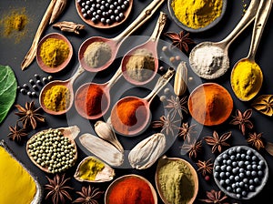 Colorful various herbs and spices