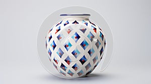 Colorful Vase On White Background: Modernist Grids And Luminescent Jewelry