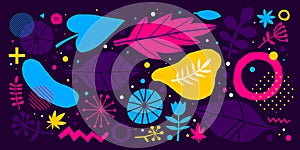 Colorful vector background with hand drawn floral elements. Can be used for advertising, web design and printed media.