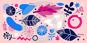 Colorful vector background with hand drawn floral elements. Can be used for advertising, web design and printed media.