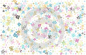 Colorful vector background made from Hindi alphabets, scripts, letters or characters