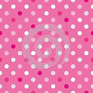 Colorful vector background with polka dots on pink background