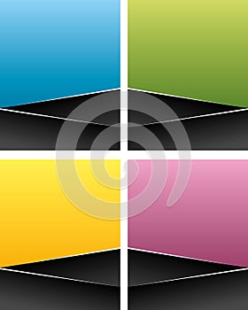 Colorful vector backgrounds set. Leaflets or vertical business card designs.