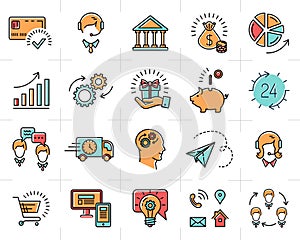 Colorful vector business icons set, infographic symbols