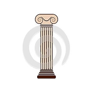 Colorful vector concept of greek ionic pillar or postument