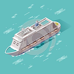 Colorful vector cruise ship in isometry. Modern illustration