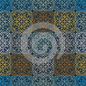 Colorful vector decorative geometric floral ornament seamless pattern in Moroccan style