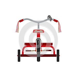 Colorful vector flat cartoon bicycles, scooters, run bikes, tricycles play park isolated on white background illustration front