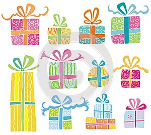 Colorful vector gift boxes