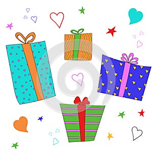 Colorful vector gift boxes set