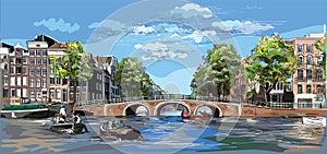 Colorful vector hand drawing Holland 10 photo