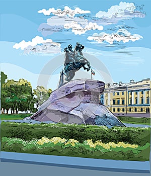Colorful vector hand drawing ST Petersburg 3