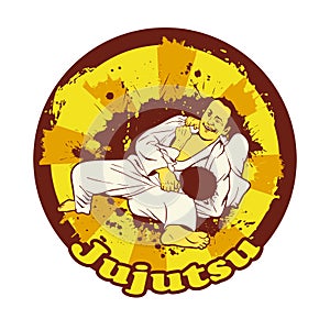 Colorful vector illusnration with Brazilian Jiu Jitsu Fighters. photo