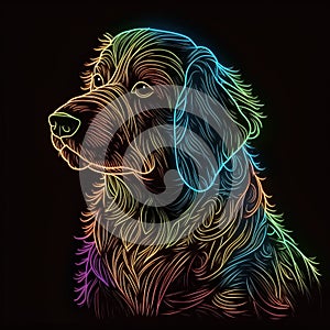 Colorful vector illustration of a dog in profile on a black background