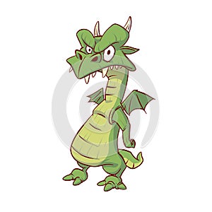 Colorful vector illustration of a green dragon