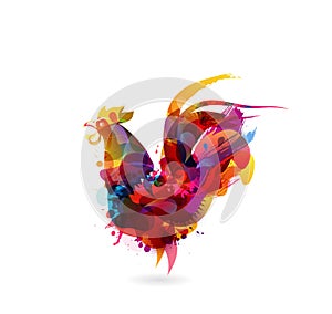 Colorful vector illustration of rooster