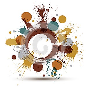 Colorful vector ink splash seamless pattern with overlap circles