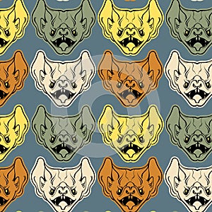 Colorful vector pattern with illustration of angry bat