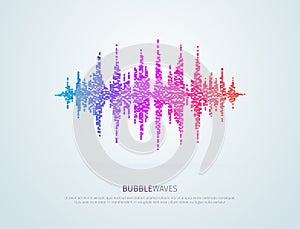 Colorful vector pixelated sound waves. Abstract bubbles speaking voice wave isolated design element on white background