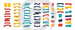 Colorful Vector Ribbon Banners. Set of Ribbons Banners with Label, Tag and Quality Badges. Banners set and colorful Ribbon,