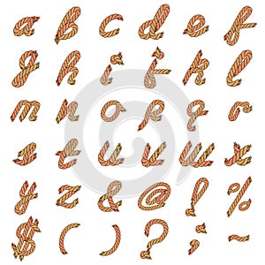 Colorful Vector Rope Alphabet