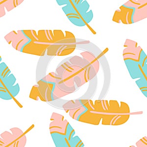 Colorful vector seamless feather pattern.