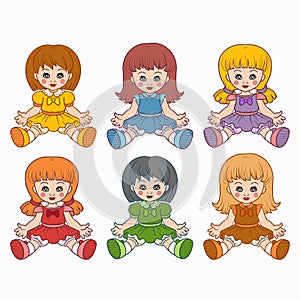 Colorful vector set with dolls