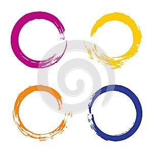 Colorful vector set with rainbow circle brush