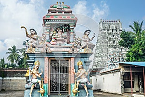 Colorful Vedagiriswarar Temple 0f Shiva deity, Thirukazhukundram, Tondaimandalam region, Tamil Nadu, South India