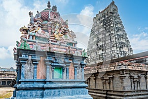 Colorful Vedagiriswarar Temple 0f Shiva deity, Thirukazhukundram, Tondaimandalam region, Tamil Nadu, South India