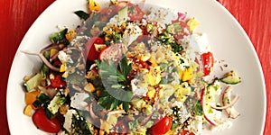 Colorful vegetable mix. Simple low calories salad.