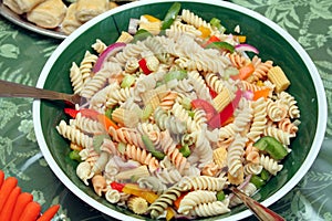 Colorful vegetable pasta salad
