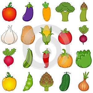 Colorful Vegetables Set Cartoon Style