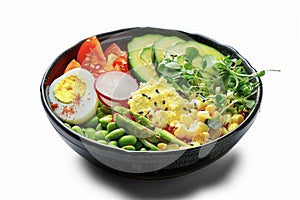 Colorful Vegetarian Salad Bowl with Boiled Egg
