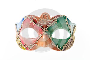 Colorful Venetian carnival mask isolated on white background