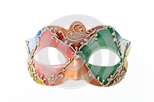 Colorful Venetian carnival mask isolated on white background