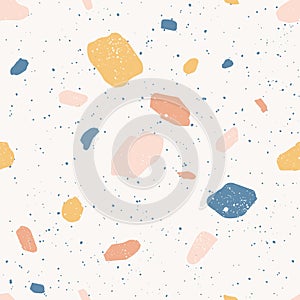 Colorful venetian terrazzo imitation seamless pattern. Realistic marble texture with stone fragments. Modern photo