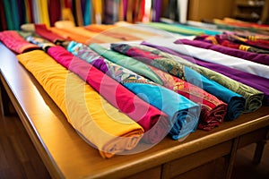 colorful vestments laid out on a clean table