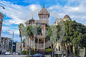 Colorful Victorian Houses in San Francisco Street