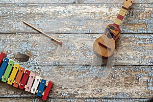 Colorful view of a Cuatro Venezuelan and xylophone photo