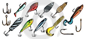 Colorful vintage fishing baits collection