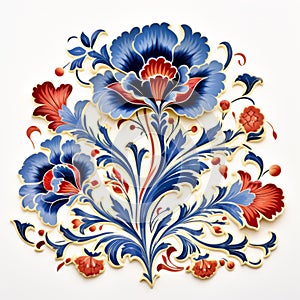 Colorful Vintage Floral Decoration On White - Art Ottoman Inspired