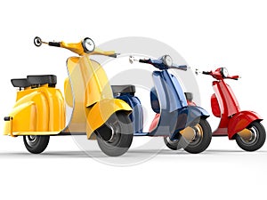 Colorful vintage mopeds