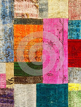 Colorful vintage patchwork rug