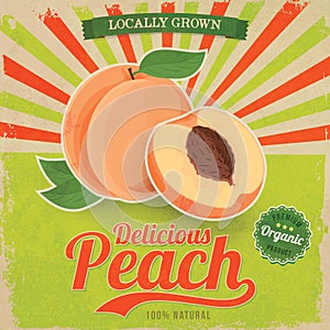 Colorful vintage Peach label poster vector